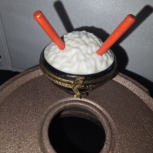 Unique White and Orange Brain Trinket Box